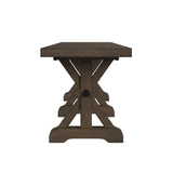 Yellowstone Dining Bench with Metal Bar cross in Medium Brown
