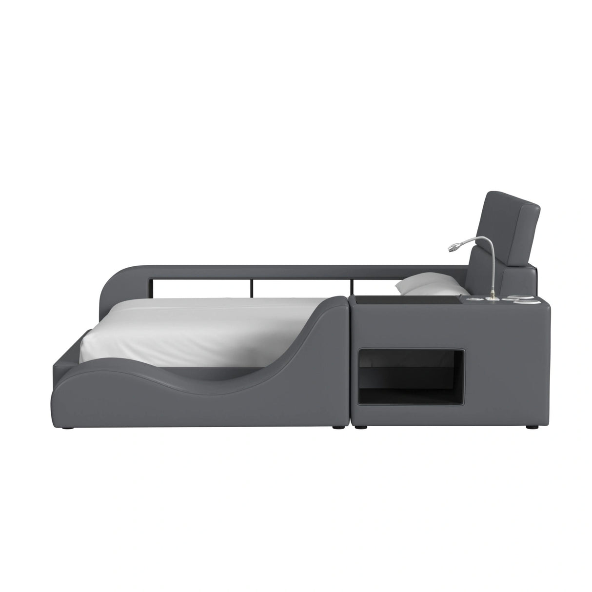 Valari Nightstand with Electronic Features in Grey PU