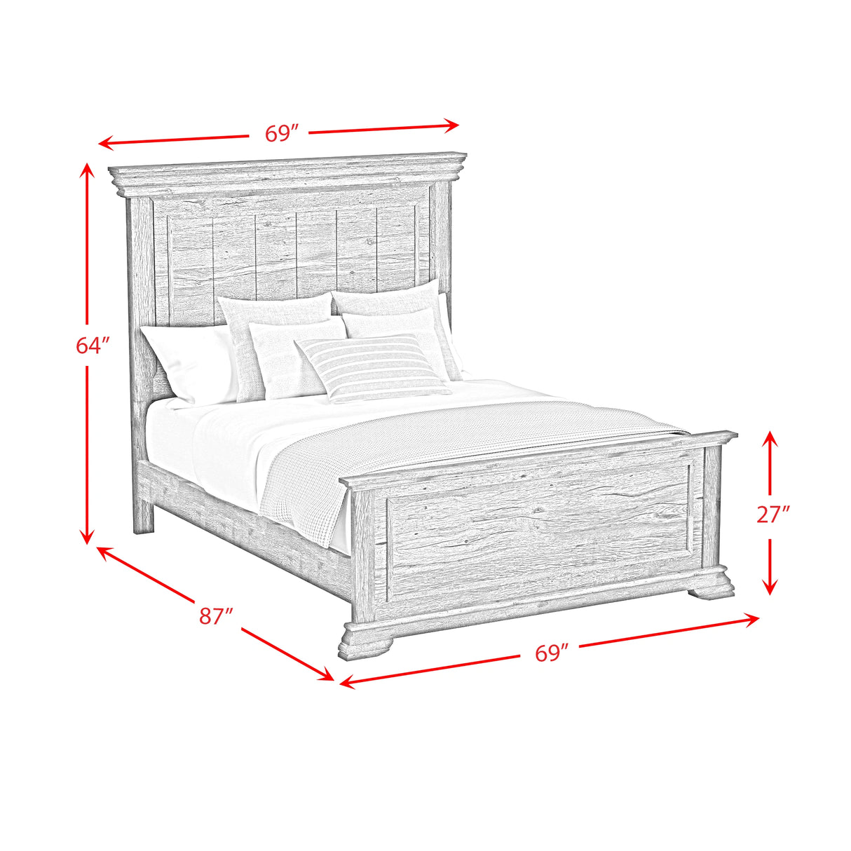 Park Ridge Panel Bed in Charcoal