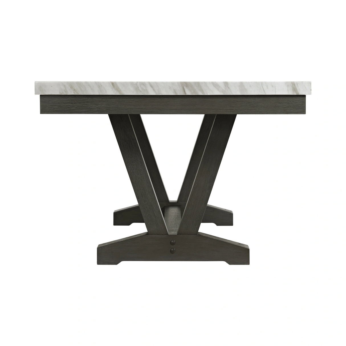 Everdeen Dining Table w/ White Faux Marble Top in Charcoal