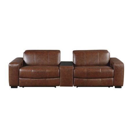 Sutton-(3)Power Double Reclining Love Seat with Center Console, Power Headrest and Charging Ports image