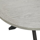 Axel 5PC Standard Height Dining Set in Espresso-Round Table and Four Light Grey Fabric Chairs