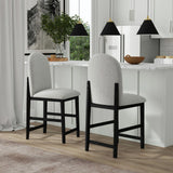 Portland Round Back Barstool with Grey Fabric in Black (2 Per Carton)