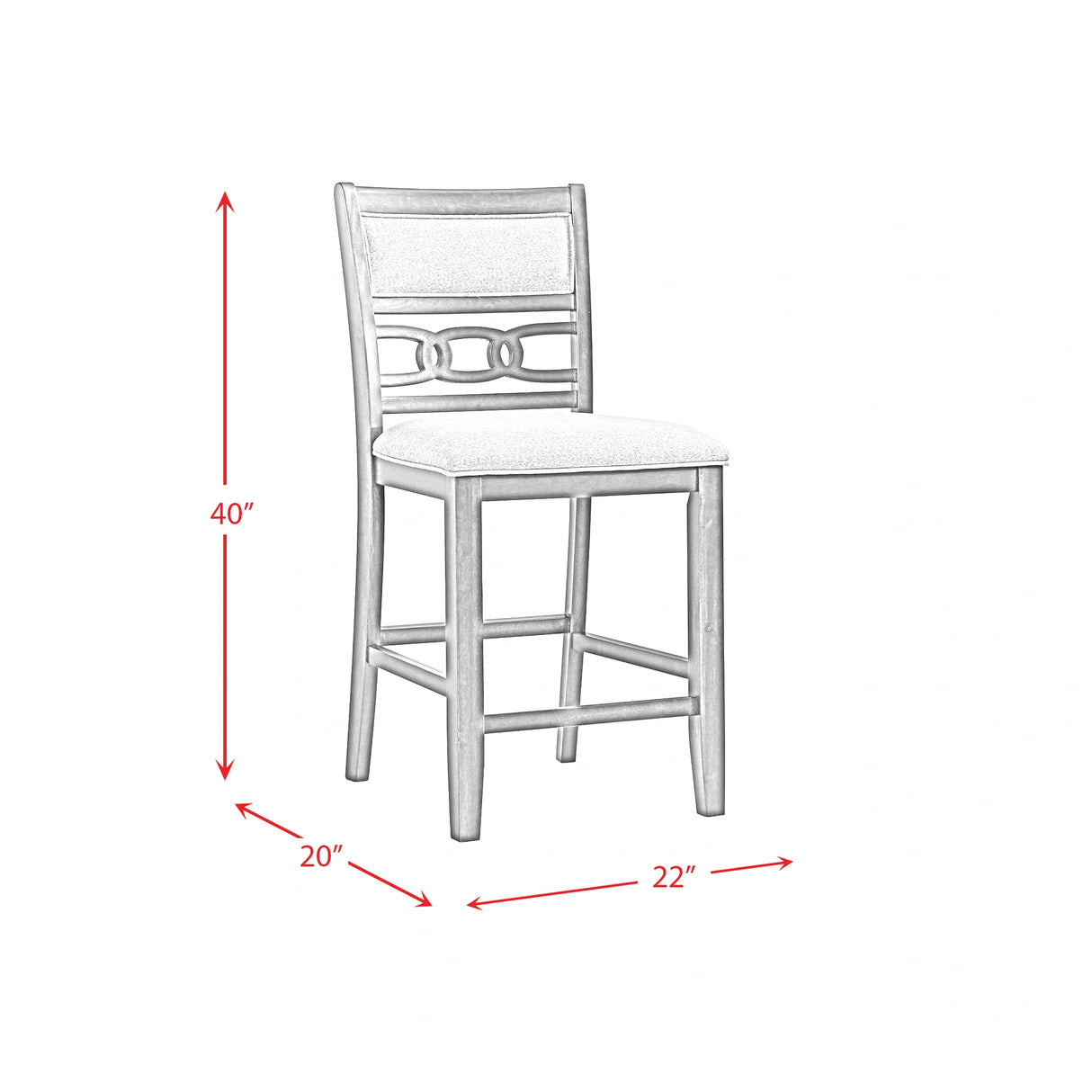Amherst Counter Side Chair W/Fabric Cushion Grey Finish (2 Per Pack)