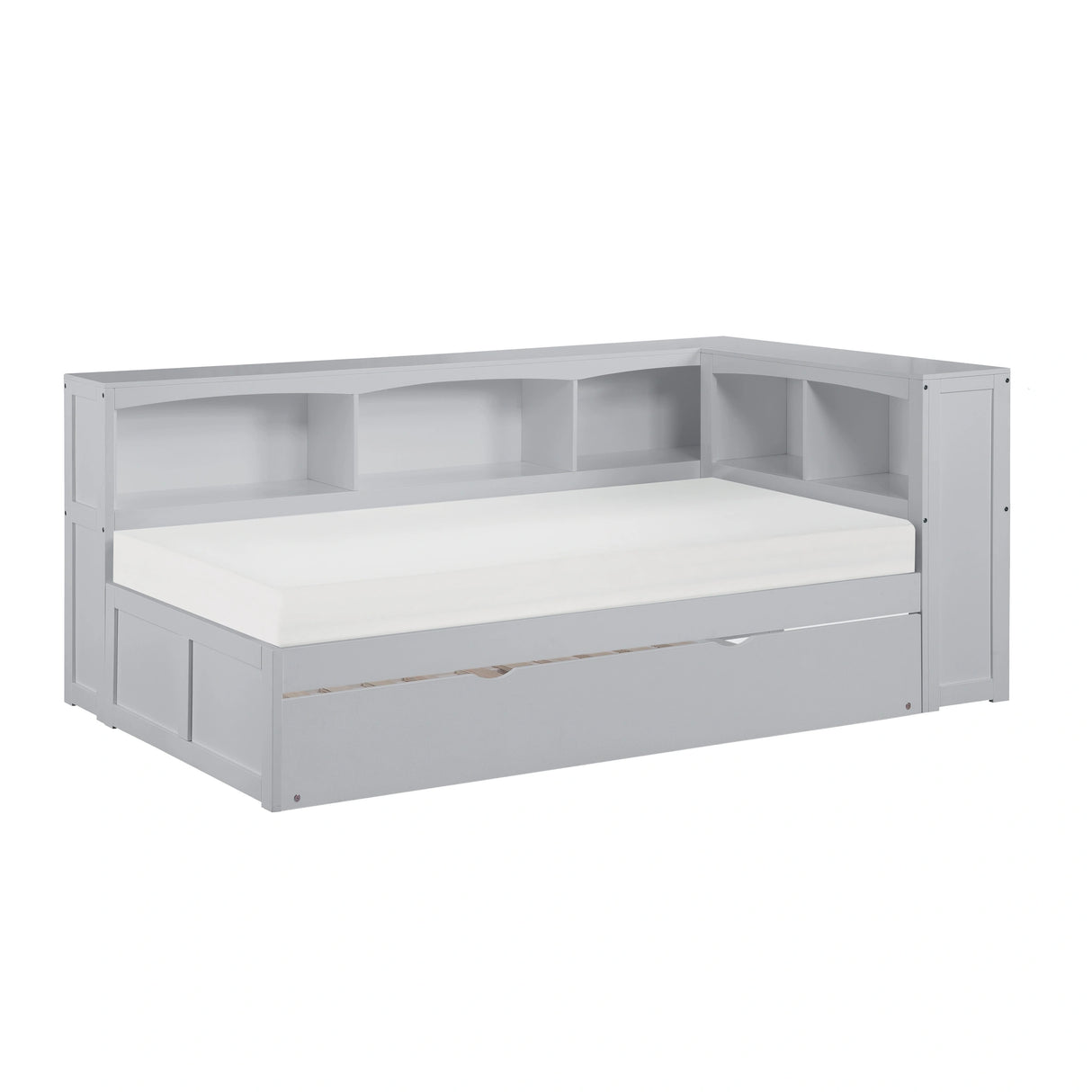 Orion-(4) Twin Bookcase Corner Platform Bed with Twin Trundle image