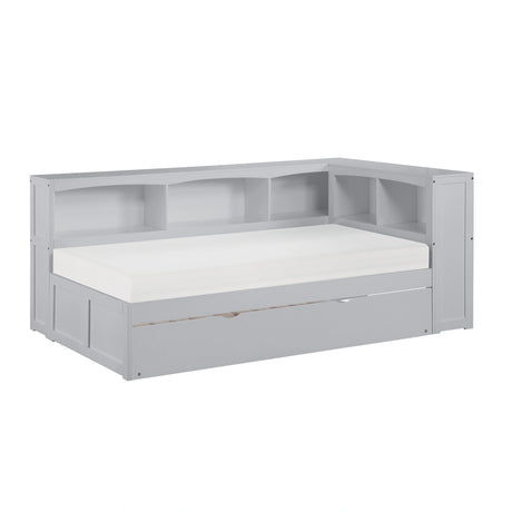 Orion-(4) Twin Bookcase Corner Platform Bed with Twin Trundle image
