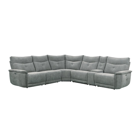 Tesoro-(6)6-Piece Modular Power Reclining Sectional with Power Headrests and USB Ports image