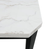 Francesca White Marble Rectangular 5PC Dining Set-Table & Four Black PU Chairs
