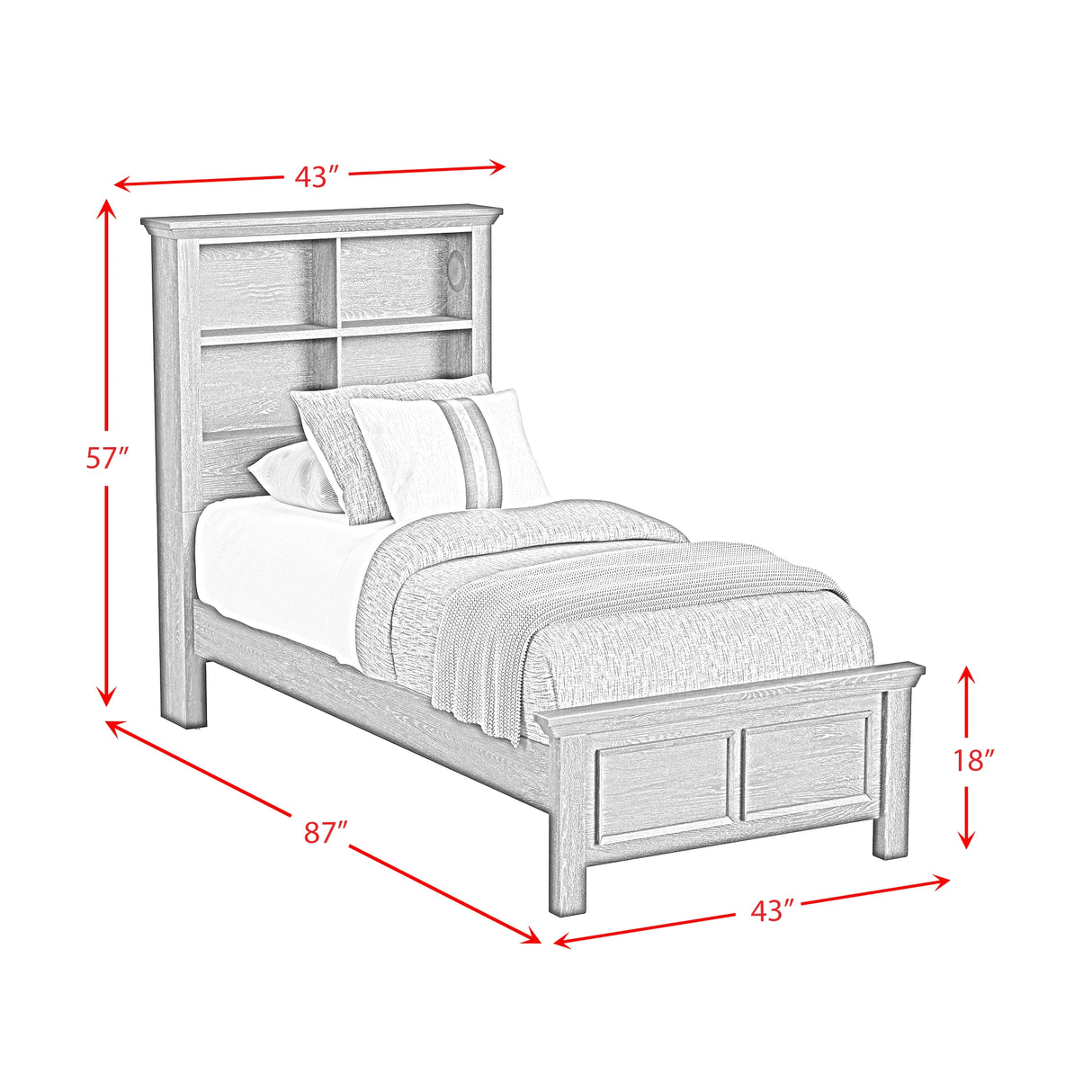 Hampton Kids Bookcase Bedroom Set