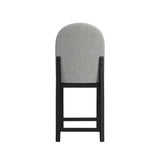 Portland Round Back Barstool with Grey Fabric in Black (2 Per Carton)