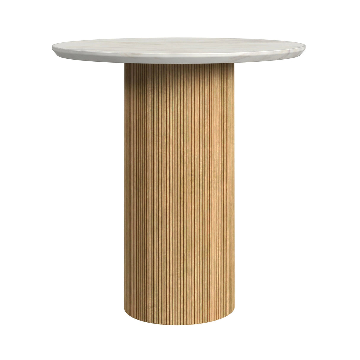 Sylvie Round End Table with White Faux Marble Top and Base