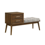 Malibu Bench with Grey Fabric in Walnut