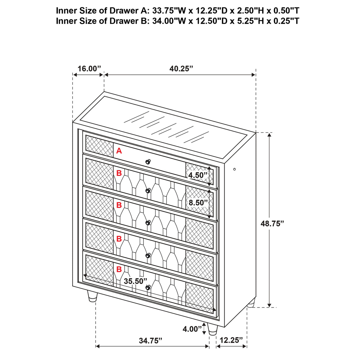 Lorient Chest of Drawers with LED Lighting
