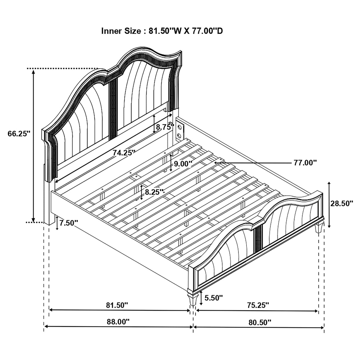 Evangeline Panel Bed with LED Lighting