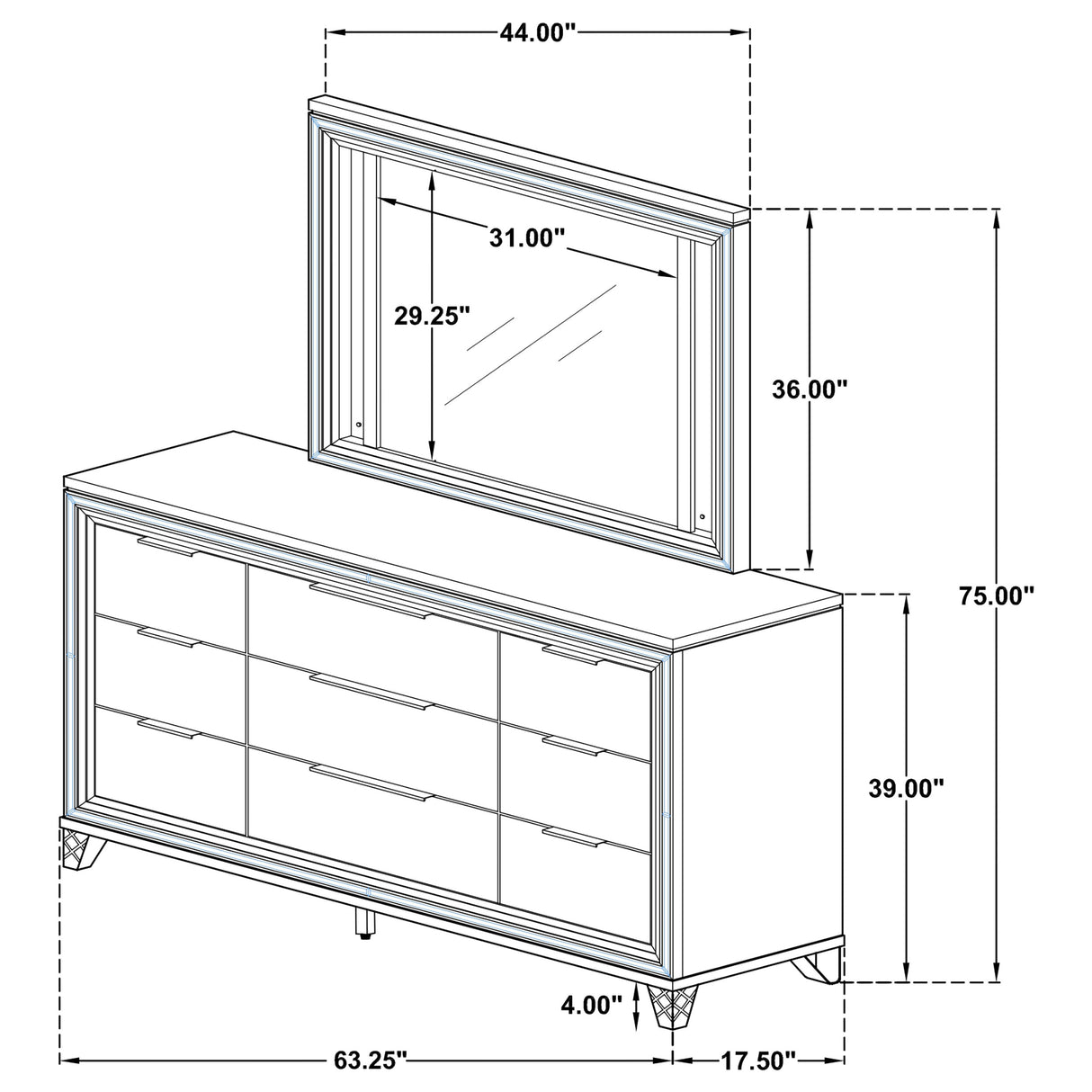 Marmore Dresser with Mirror