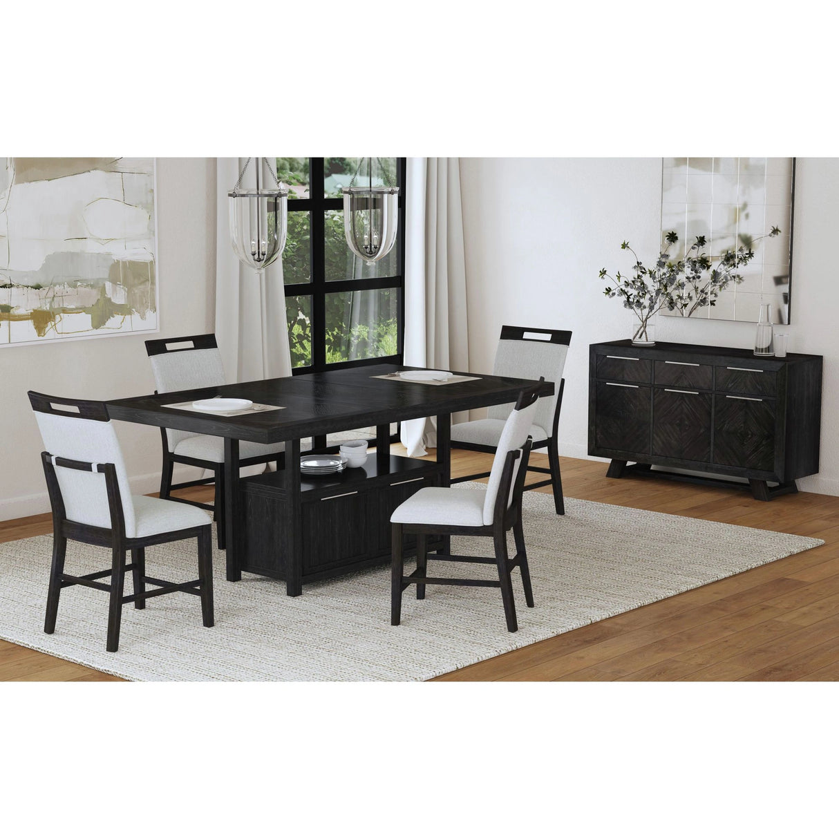 Transcend Counter Table with 20" Leaf in Charcoal