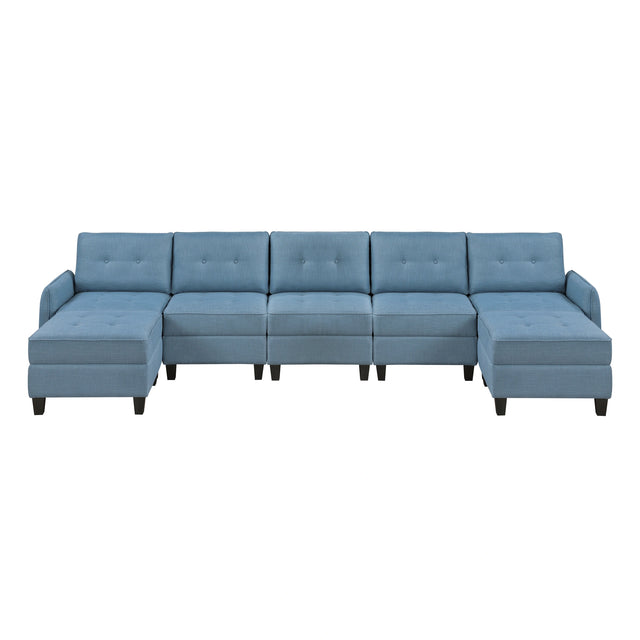 Garren-(7)7-Piece Sectional with Storage and Two Ottomans image