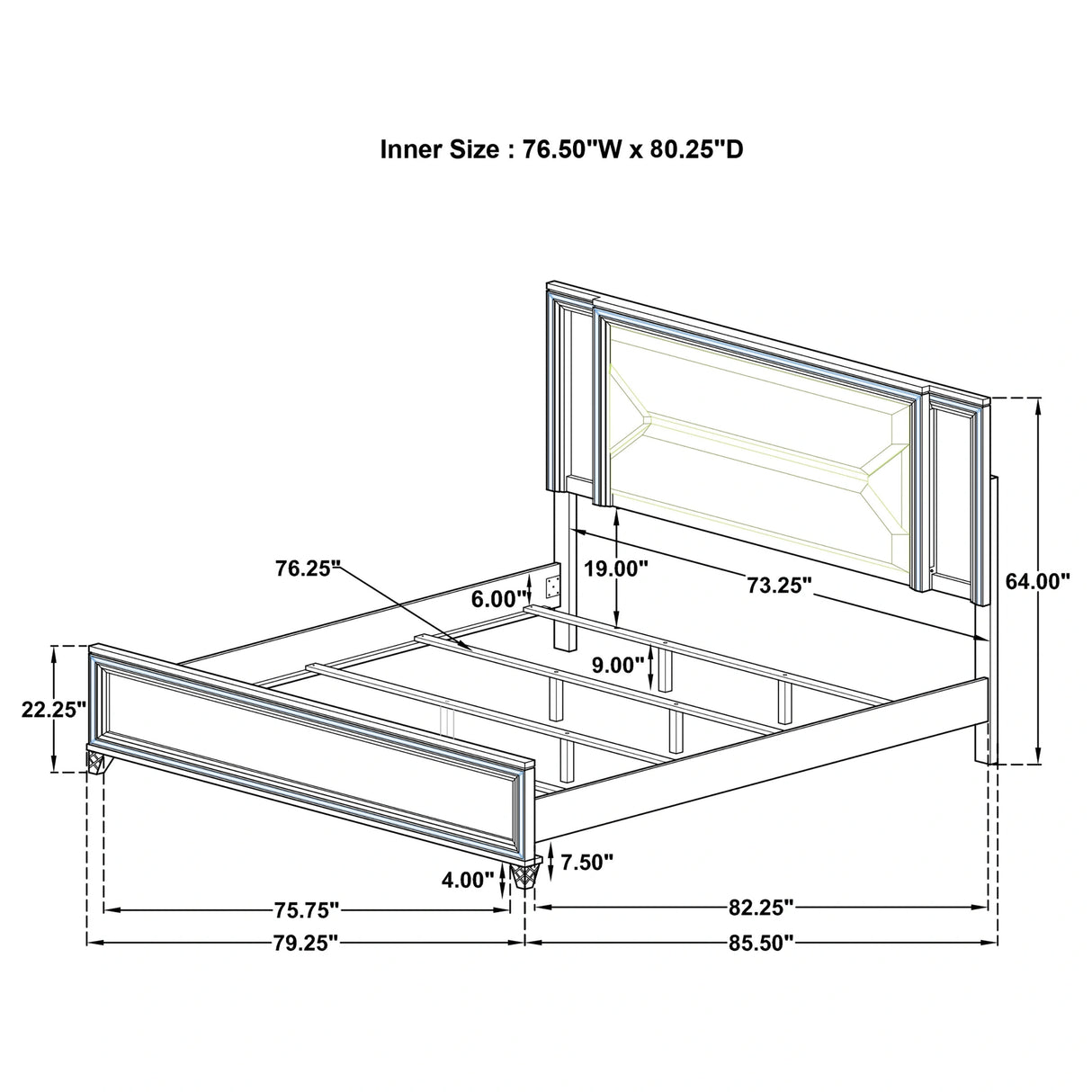 Marmore Panel Bed with LED Lighting