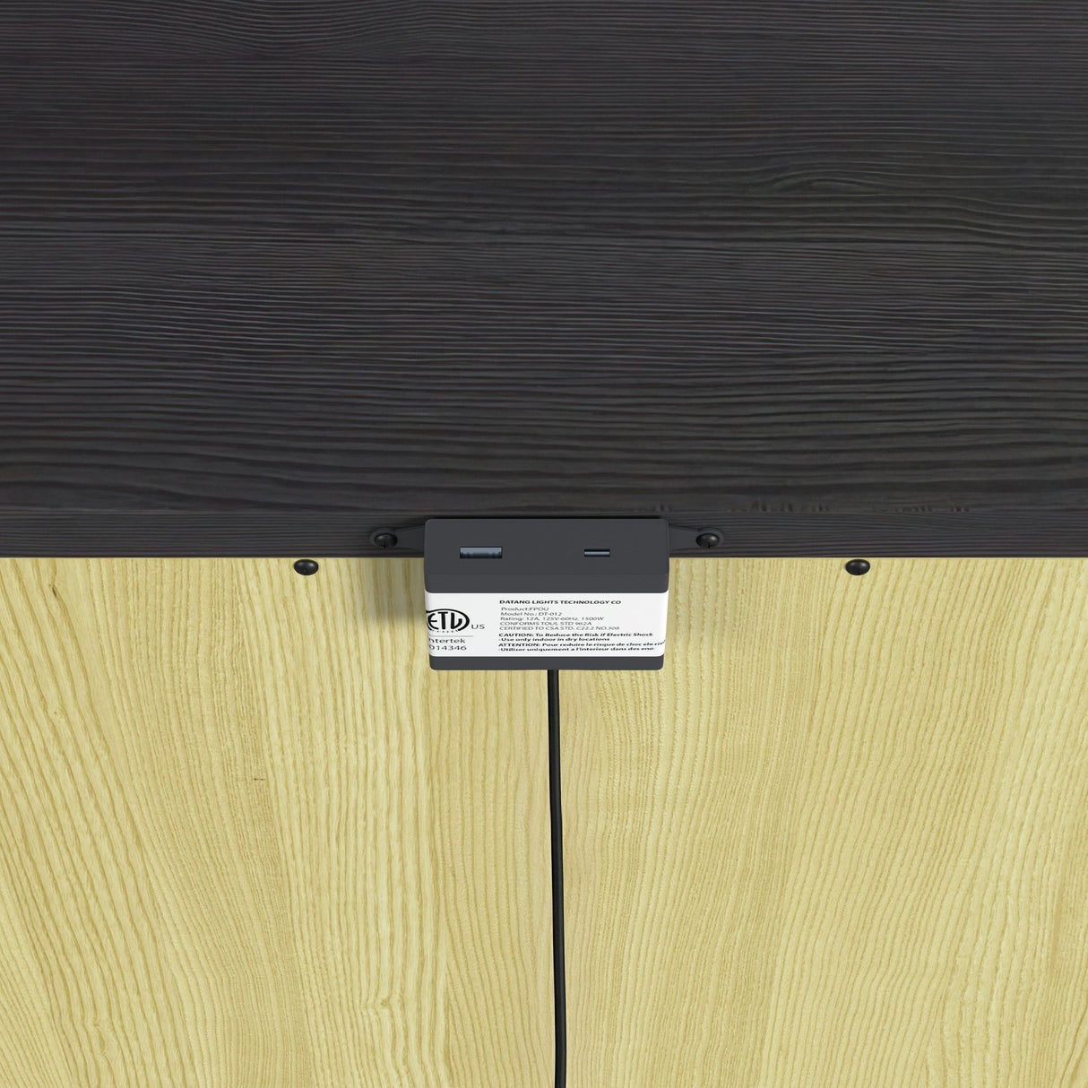 Tobias 2-Drawer Nightstand with USB in Black