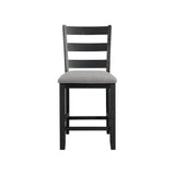 Martin Counter Side Chair with Grey Fabric - Black Finish (2 Per Carton)