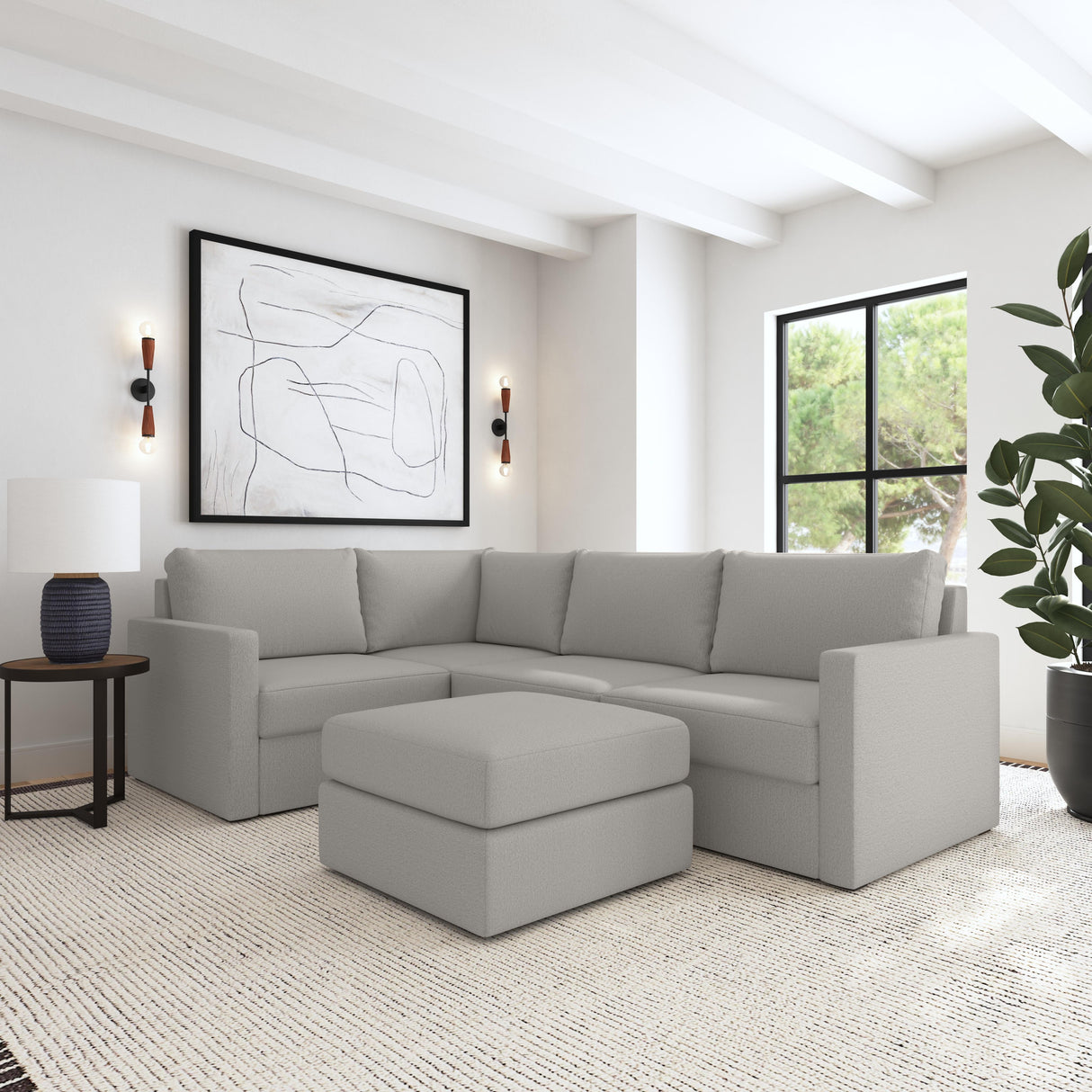 Flex 4-Seat Sectional with Standard Arm and Ottoman