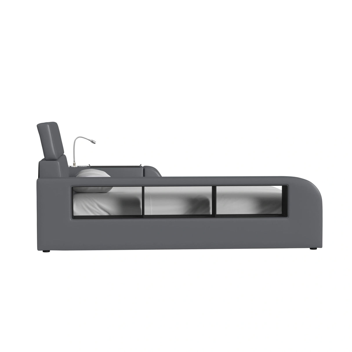 Valari Side Bookcase in Grey PU