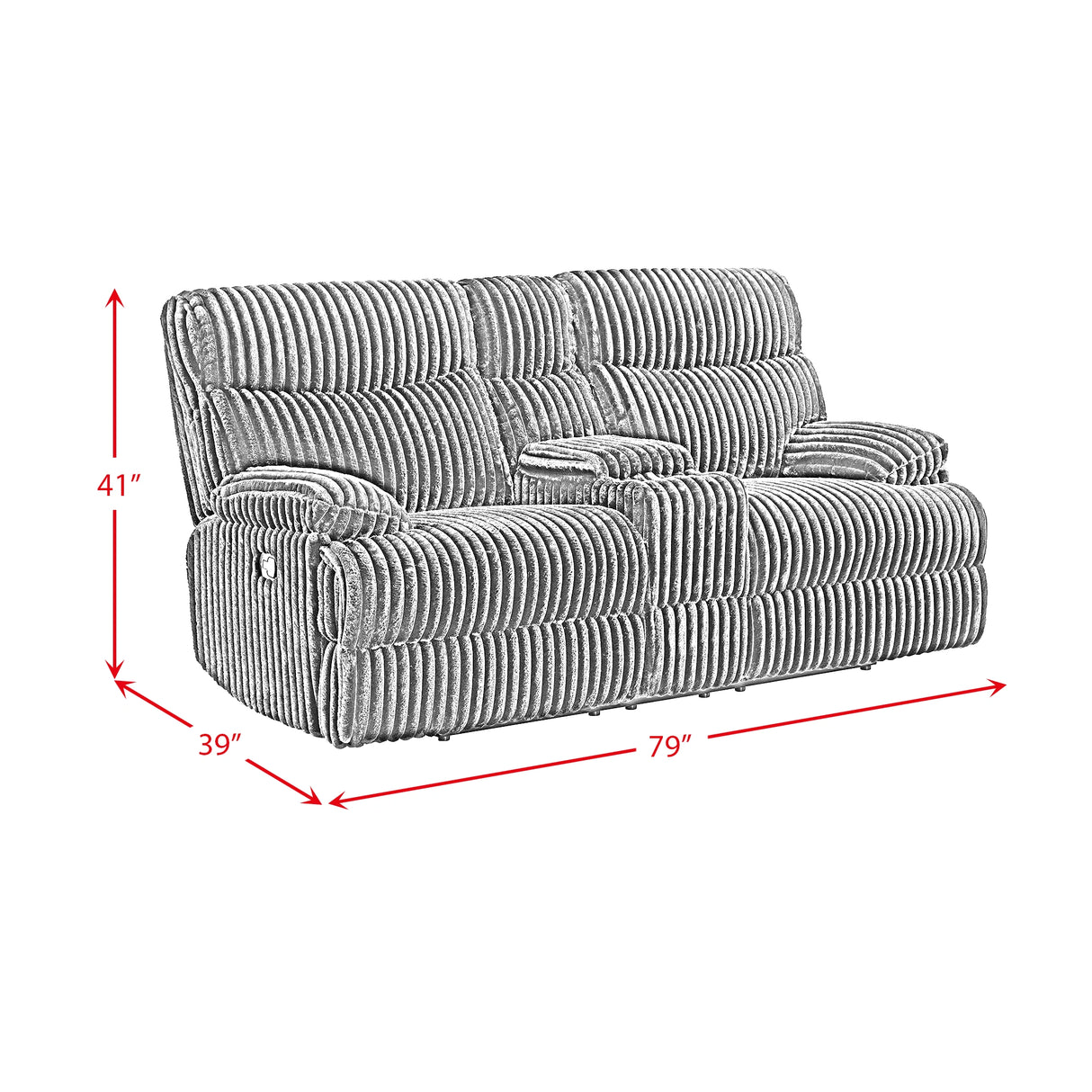 Admiral 3PC Living Room Set in Masis Black-Sofa, Loveseat & Recliner