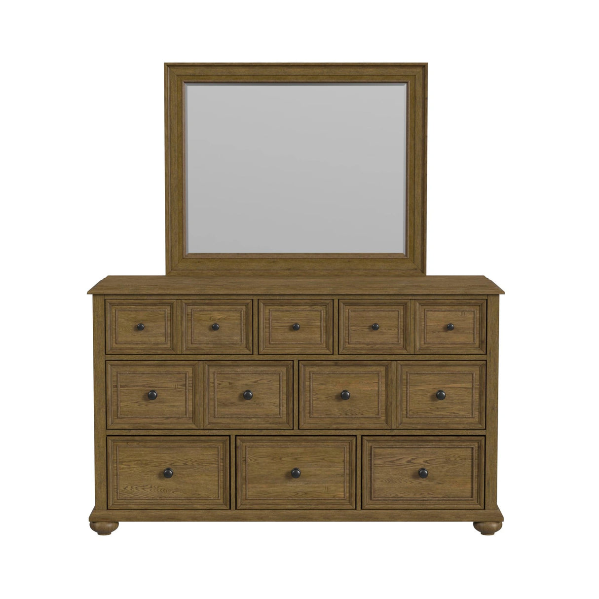 Heritage & Home Dresser and Mirror Sets in Oak Brown