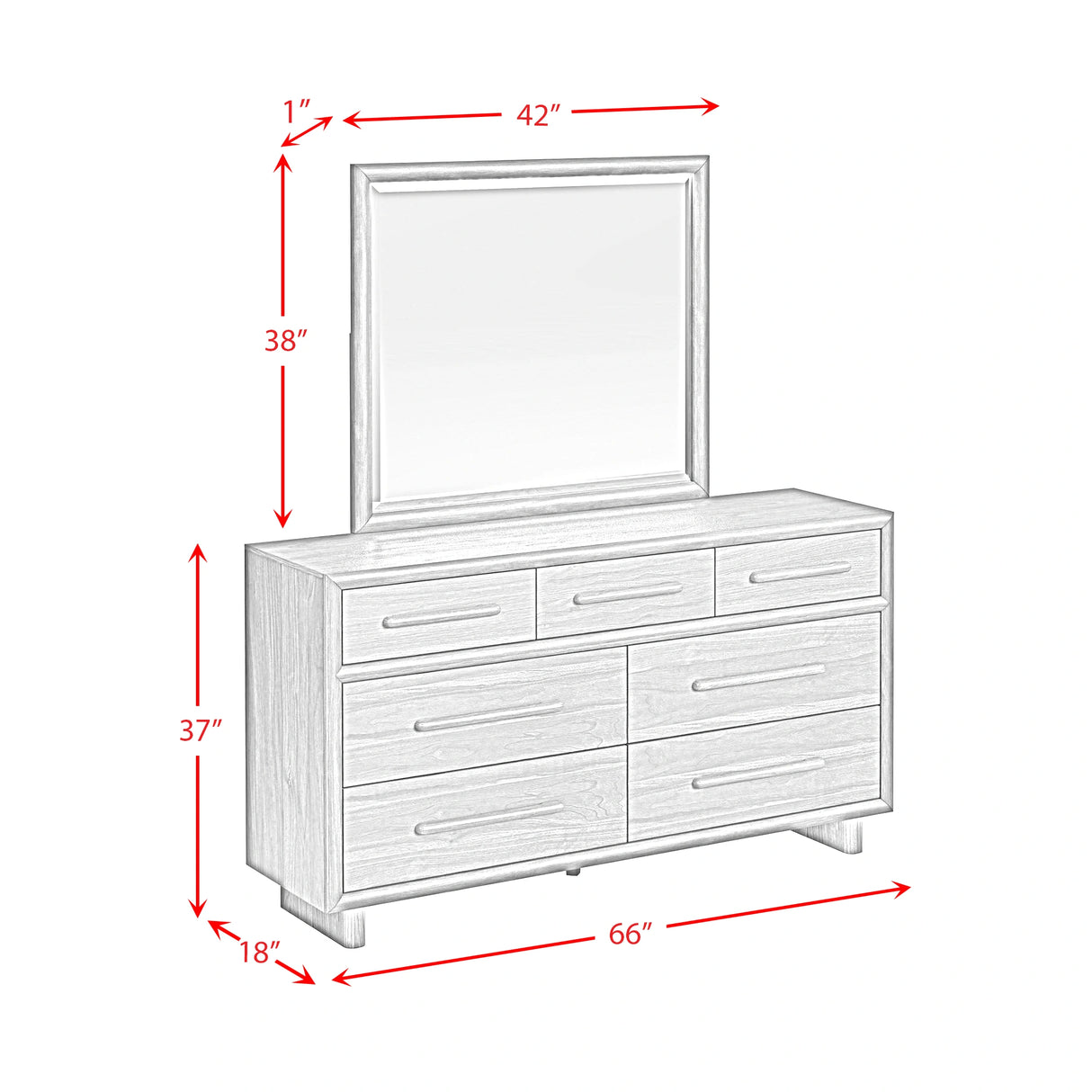Brisbane UPH Bedroom Set with Boucle Beige and LED in Brown