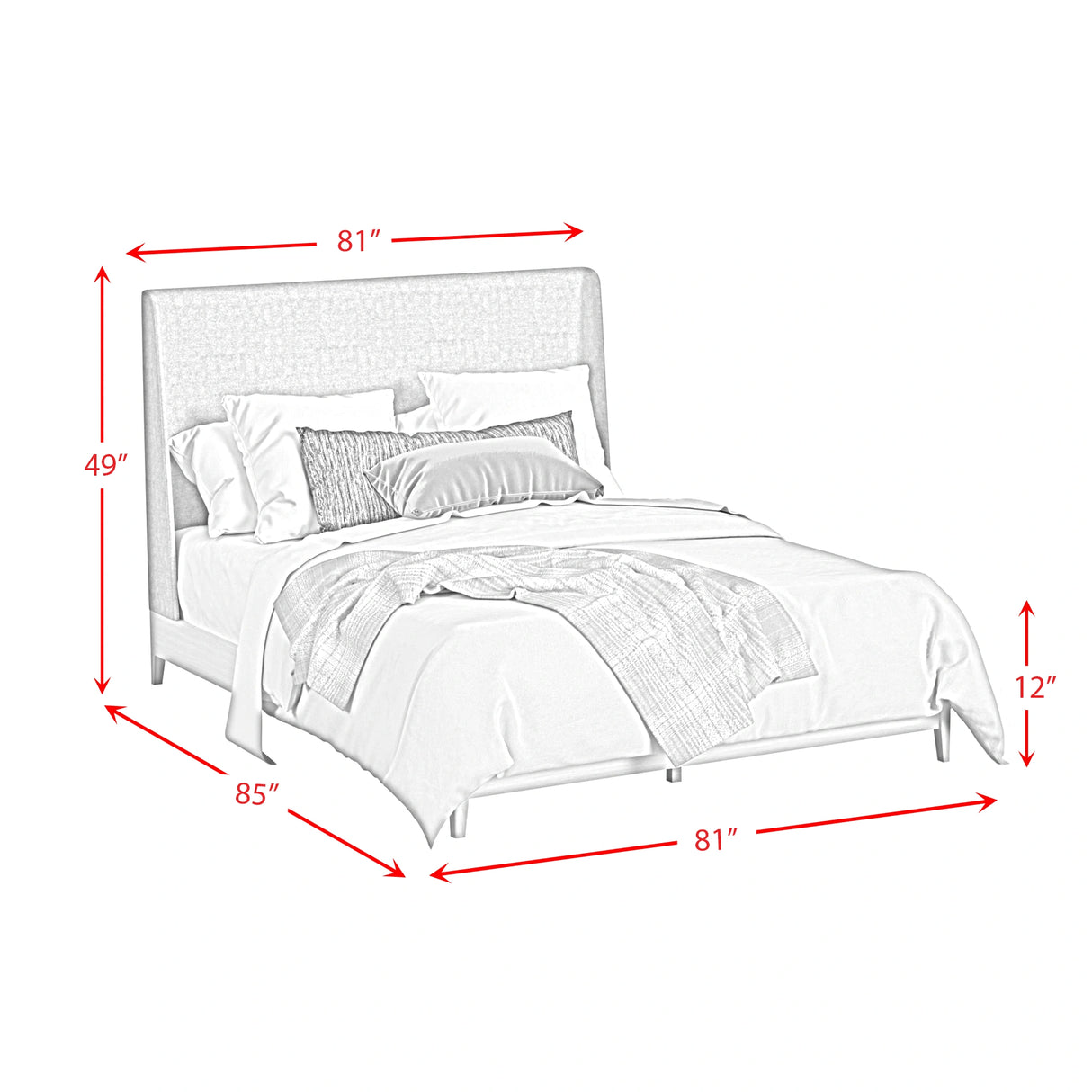 Westland UPH Bed with Grey Fabric