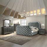 Eastern King Bed w/LED, Fireplace & TV Stand