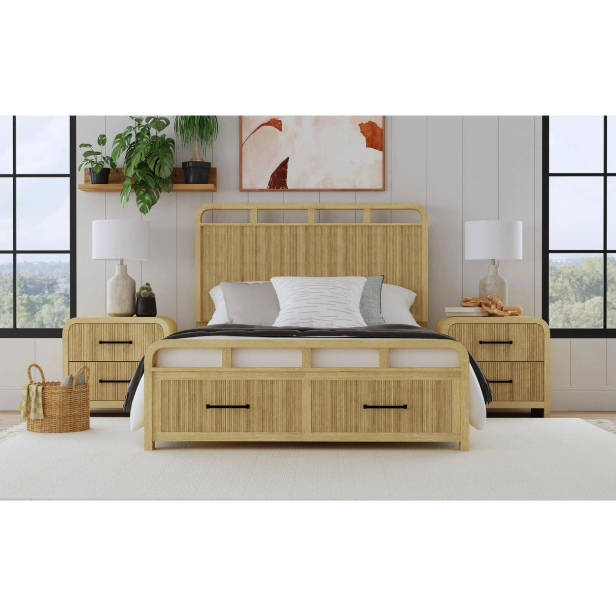 Ridgemont 2-Drawer Nightstand with USB in Natural