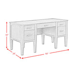 Portico Half Pedestal Desk with Power/USB in Brown Oak