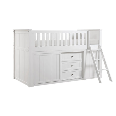 Galen-(5) Low Loft Bunk with Bookcase and Dresser image