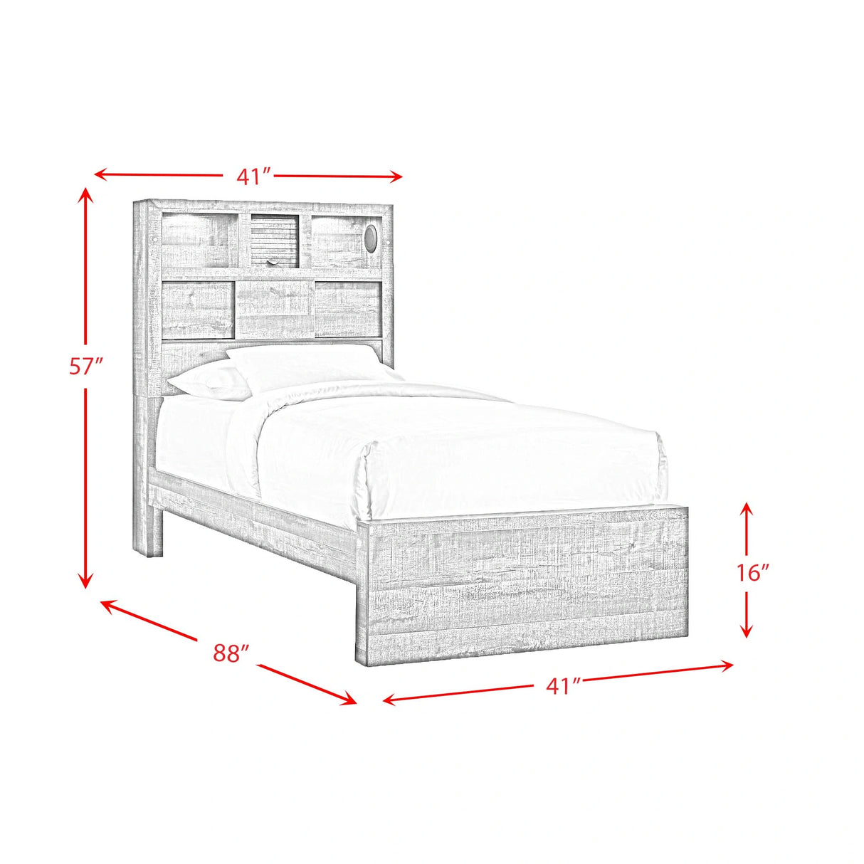 Bailey Bookcase Panel Bedroom Set with 2 Nightstands