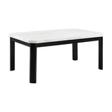 Francesca White Marble Rectangular 5PC Dining Set-Table & Four Grey Velvet Chairs