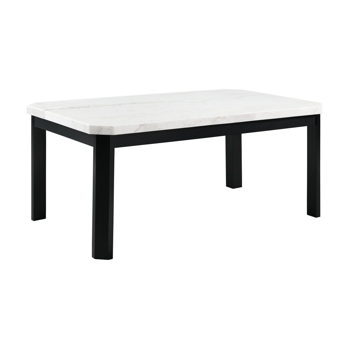 Francesca White Marble Rectangular 5PC Dining Set-Table & Four Blue Velvet Chairs