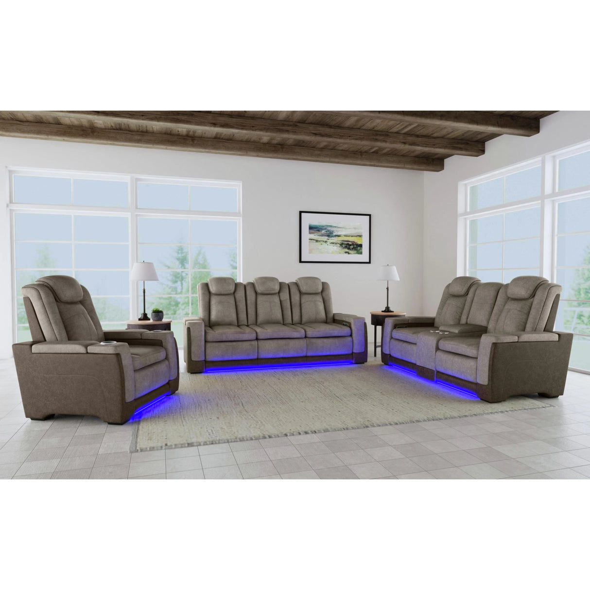 Lantana Power Motion Loveseat with Power Headrest, Led, and Console