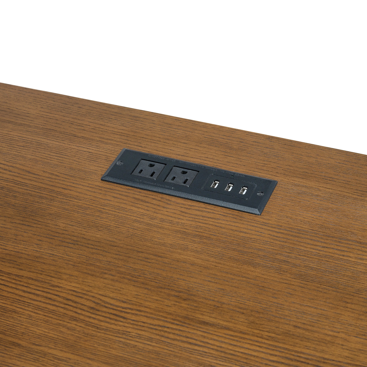 Portico Double Pedestal Desk with Power/USB in Brown Oak