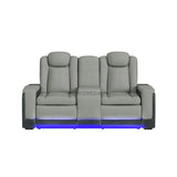 Lantana Power Motion Loveseat with Power Headrest, Led, and Console in Rocky Cement/Charcoal