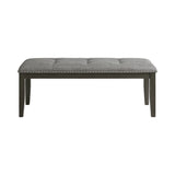 Everdeen Bench w/ Grey Fabric and Nail Heads in Charcoal