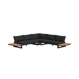 Cabana Three Piece Outdoor Living Set with Dark Grey Olefin in Black