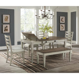 Farmington Rectangular Dining Table in Medium Brown and Washed Stone