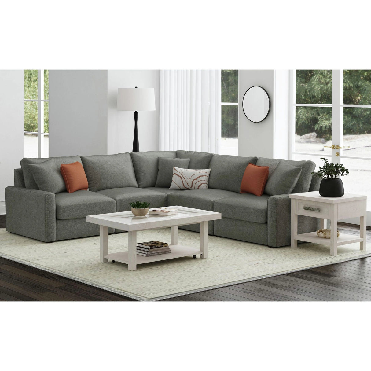 Avalanche End Table with USB in Antique White
