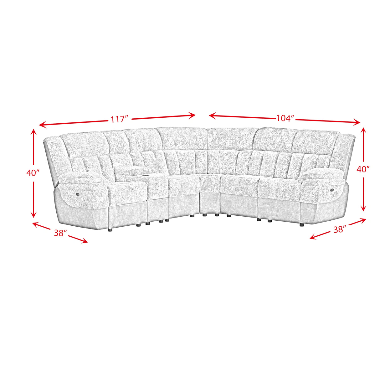 Santorini 6PC Motion Sectional Set in Dillon/Shire Grey