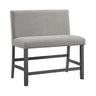 Seneca Counter Bench with Upholstered Back and Grey Fabric
