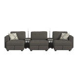 Options One 8PC Living Room Set in Palmer Plus Ash with Media Console