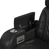 Prime Time P3 Recliner with LED and wireless charger pocket in Jett Black with Red Stitching