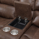 Atlantis 2PC Living Room Set in Heritage Brown-Sofa & Loveseat