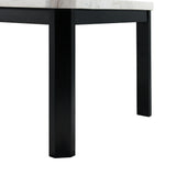 Francesca White Marble Rectangular 5PC Dining Set-Table & Four Blue Velvet Chairs